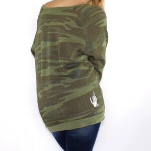 Creep Street Bony Fingers Camo Slouchy Sweatshirt - Size Small